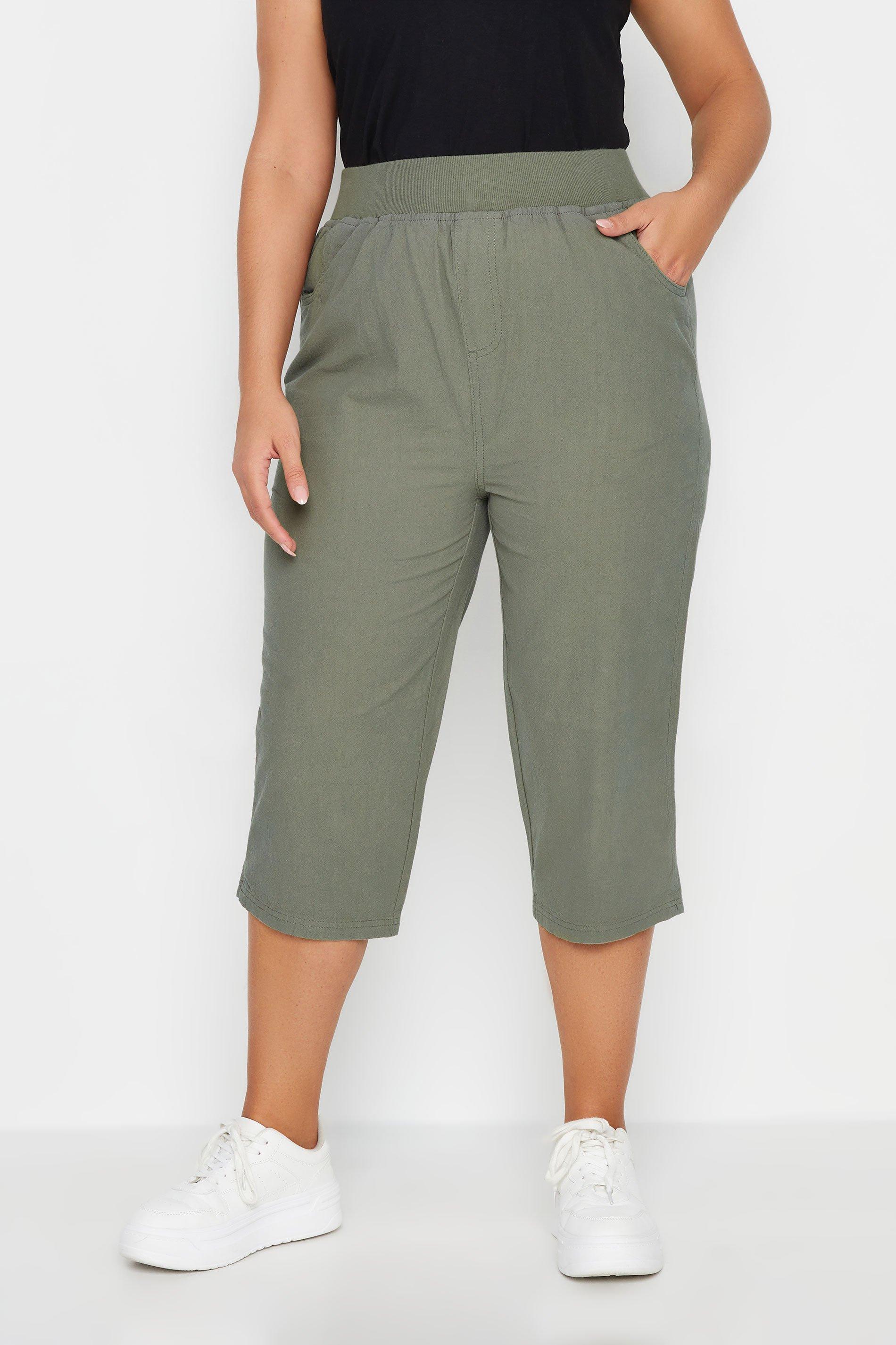 Elasticated Cool Cotton Cropped Trousers